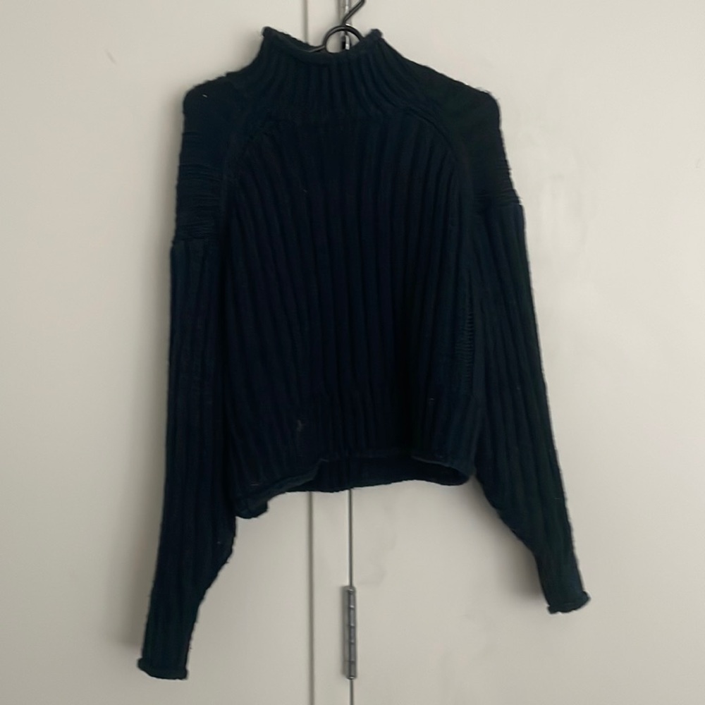 Navy mock neck sweater